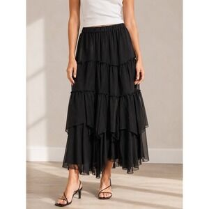 American Holic Black Maxi Skirt Medium Tulle Lined Flowy Ballerina Boho Japan M